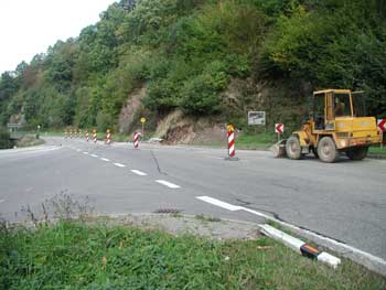 Die Baustelle an der Einfahrt in das Gewerbegebiet „Untere Schlechtau“